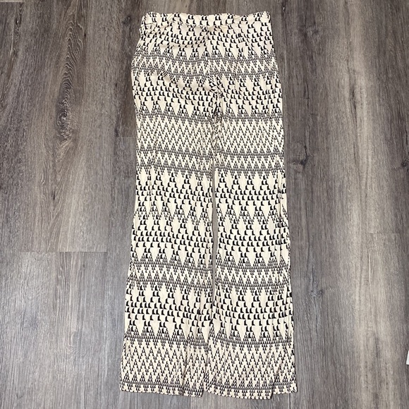 Zara flowy ecru and black pants, sz large - Picture 10 of 12